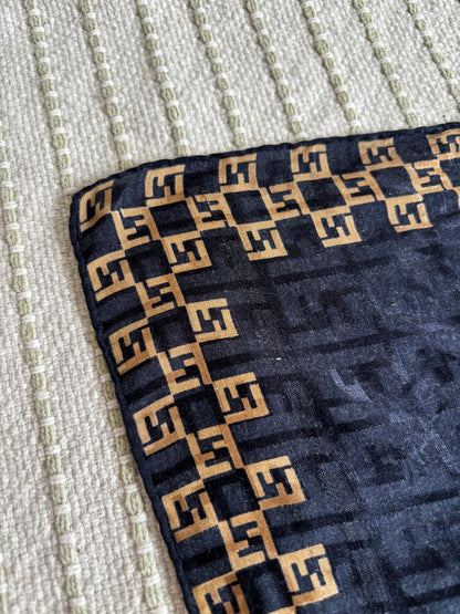 Fendi Blended Silk Navy Pattern Scarf