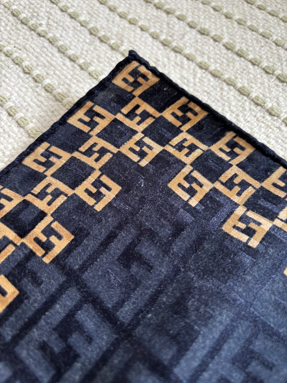 Fendi Blended Silk Navy Pattern Scarf