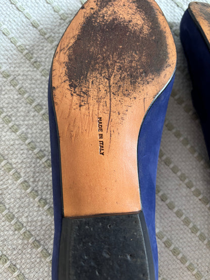 Salvatore Ferragamo Velvet Blue Flats Size EU 6