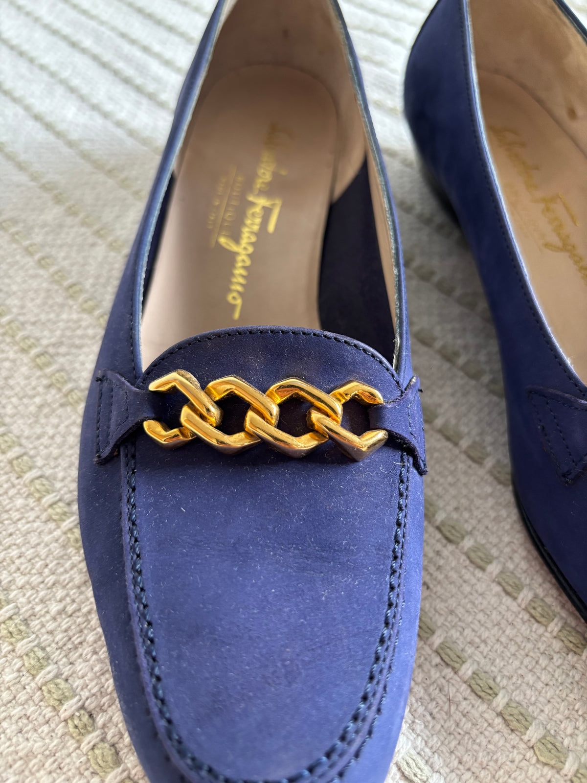 Salvatore Ferragamo Velvet Blue Flats Size EU 6