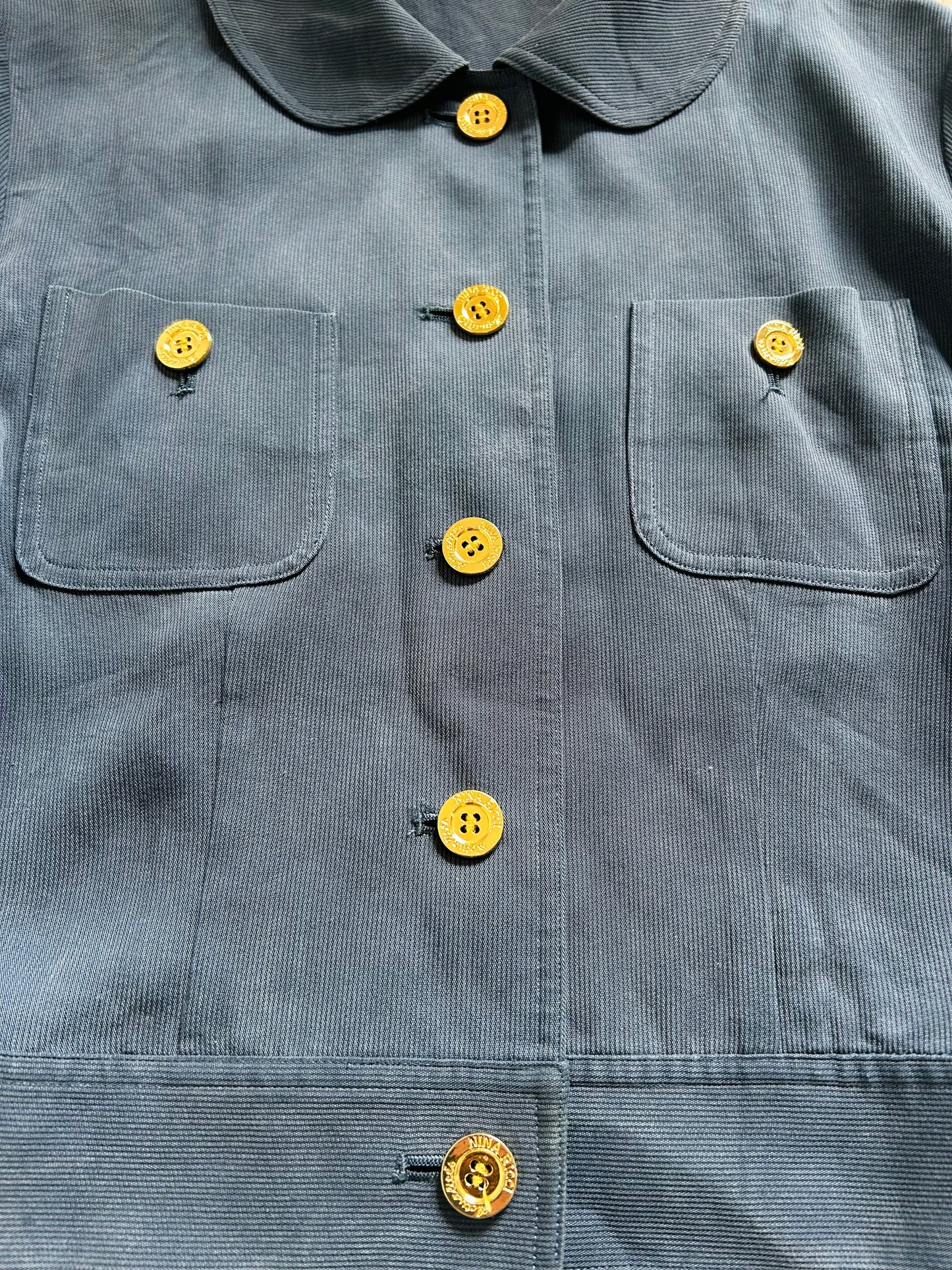 Nina Ricci Lightweight Ribbed Blue Jacket