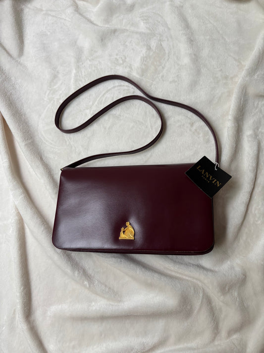 Lanvin Dark Red Mother & Child Logo Clutch