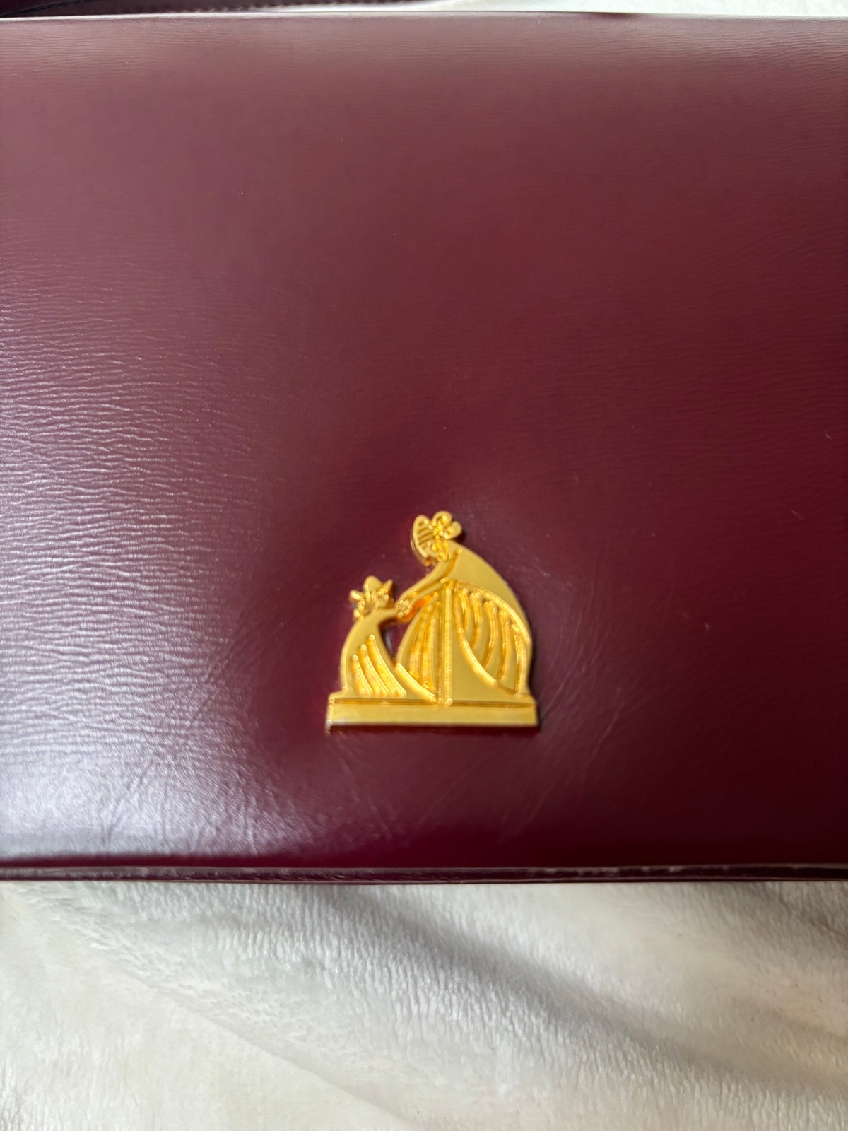 Lanvin Dark Red Mother & Child Logo Clutch