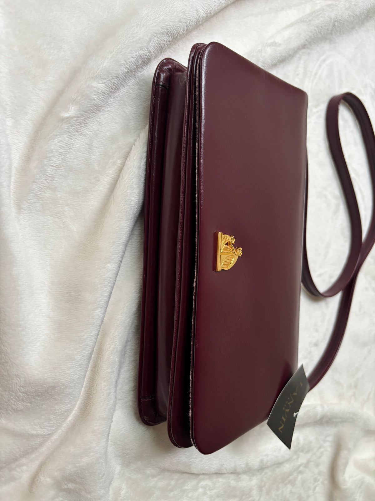 Lanvin Dark Red Mother & Child Logo Clutch