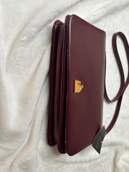 Lanvin Dark Red Mother & Child Logo Clutch