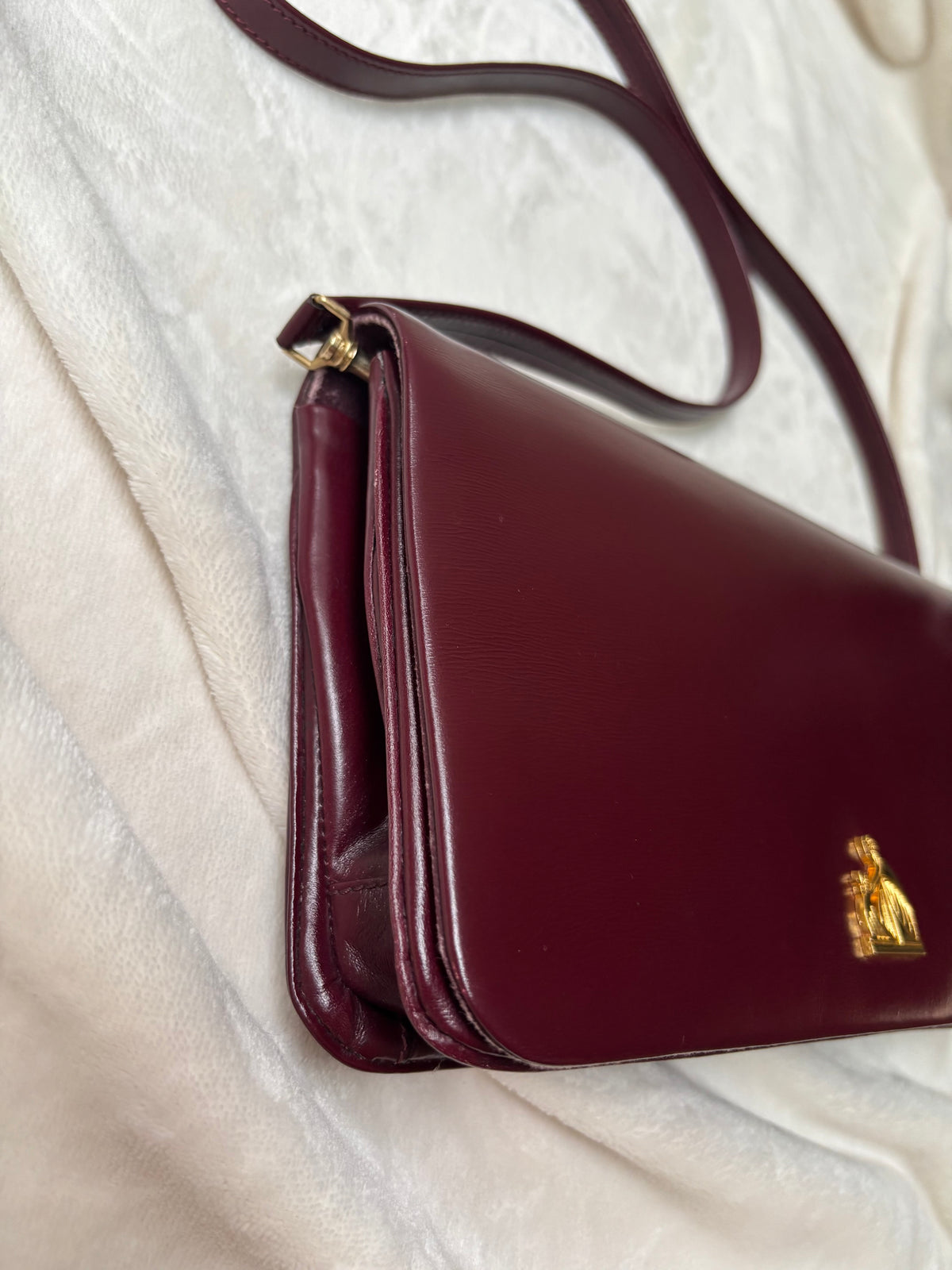 Lanvin Dark Red Mother & Child Logo Clutch
