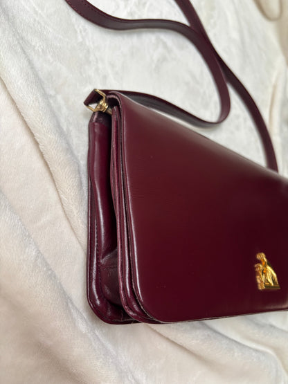 Lanvin Dark Red Mother & Child Logo Clutch