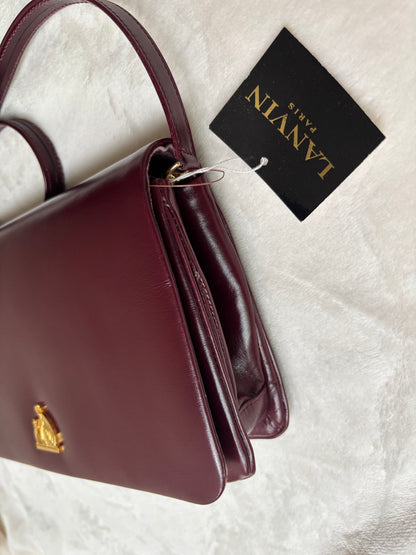 Lanvin Dark Red Mother & Child Logo Clutch
