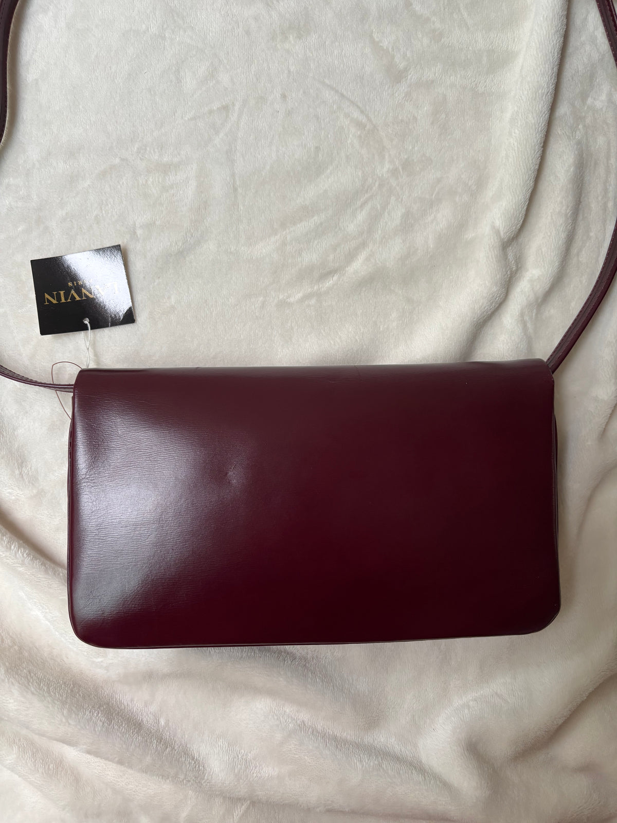 Lanvin Dark Red Mother & Child Logo Clutch