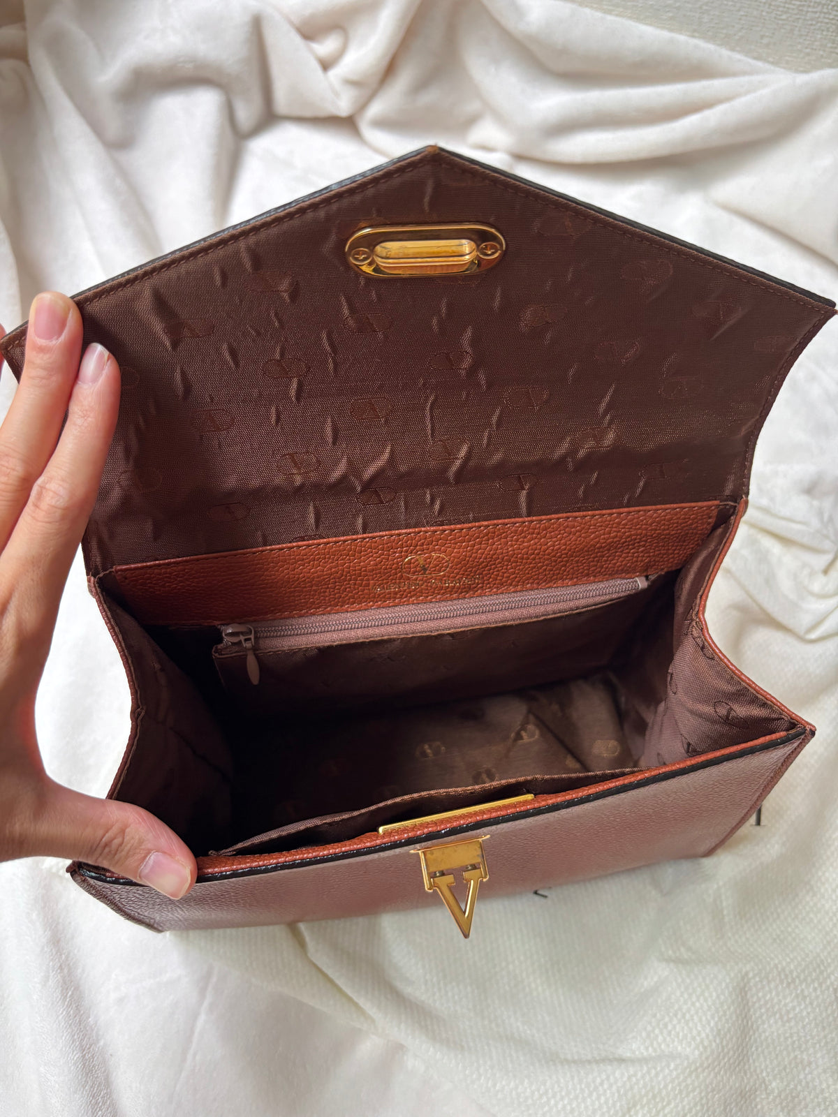 Valentino Garavani V Logo Flip Lock Hand Bag