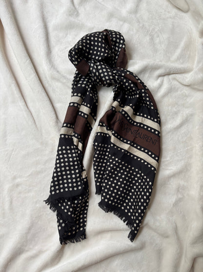 Yves Saint Laurent Hand-stitched Silk Geometric Scarf