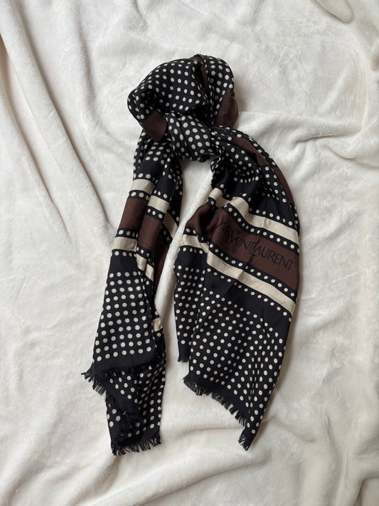 Yves Saint Laurent Hand-stitched Silk Geometric Scarf