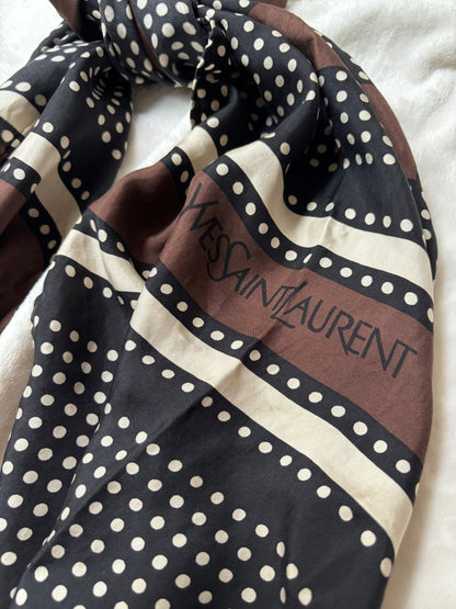 Yves Saint Laurent Hand-stitched Silk Geometric Scarf