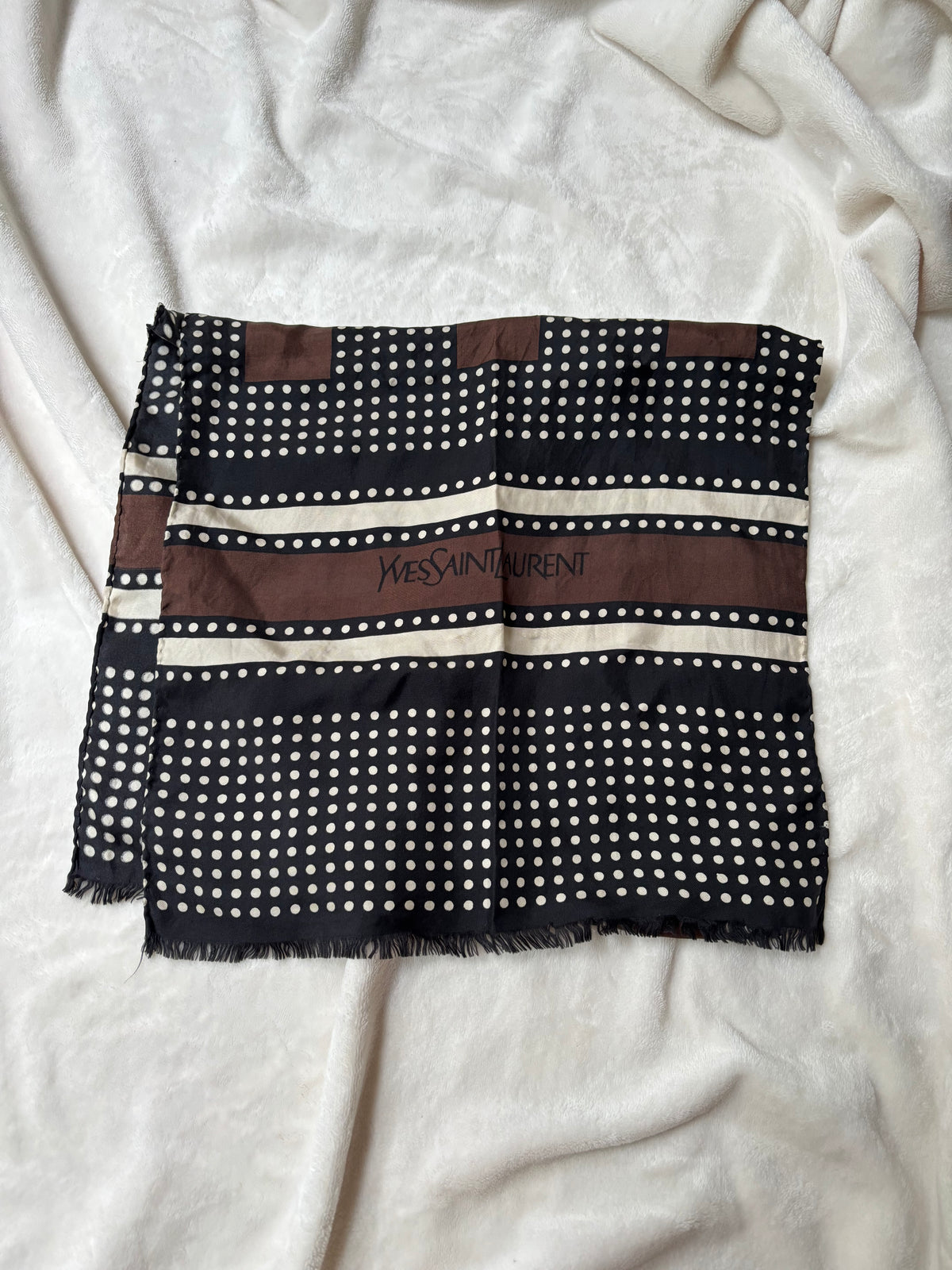 Yves Saint Laurent Hand-stitched Silk Geometric Scarf