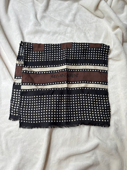 Yves Saint Laurent Hand-stitched Silk Geometric Scarf