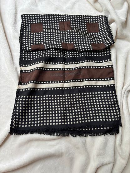 Yves Saint Laurent Hand-stitched Silk Geometric Scarf