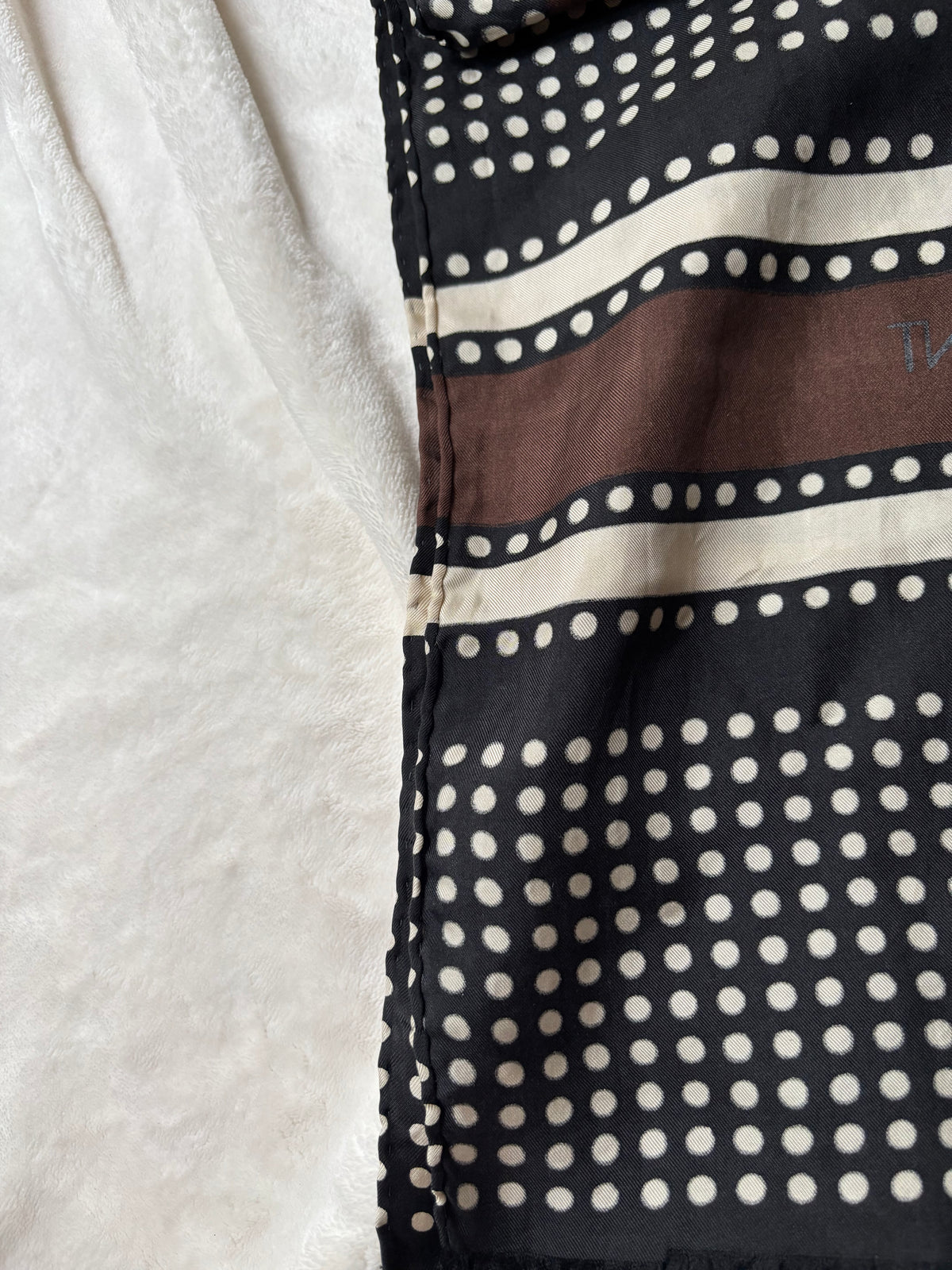 Yves Saint Laurent Hand-stitched Silk Geometric Scarf