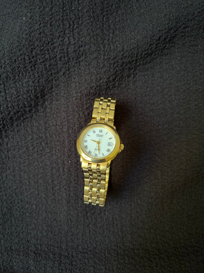 Seiko Quartz Vintage Gold-tone Watch with Day Date