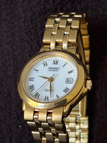 Seiko Quartz Vintage Gold-tone Watch with Day Date