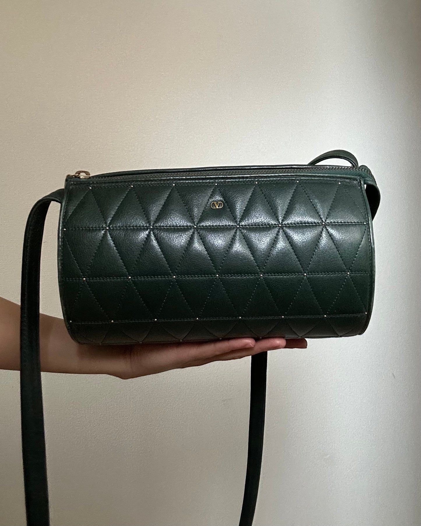 Valentino Garavani Deep Green Barrel Bag
