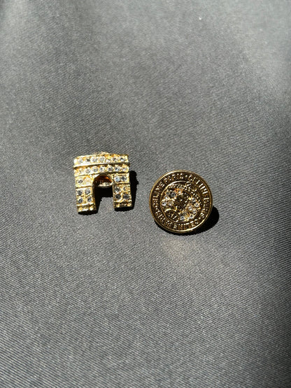 Celine Round Logo and Arc de Triomphe Brooch Set