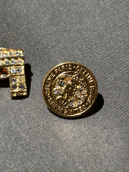 Celine Round Logo and Arc de Triomphe Brooch Set