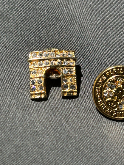 Celine Round Logo and Arc de Triomphe Brooch Set