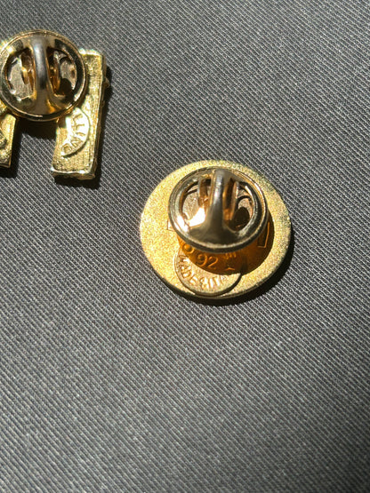 Celine Round Logo and Arc de Triomphe Brooch Set