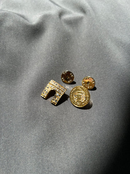 Celine Round Logo and Arc de Triomphe Brooch Set