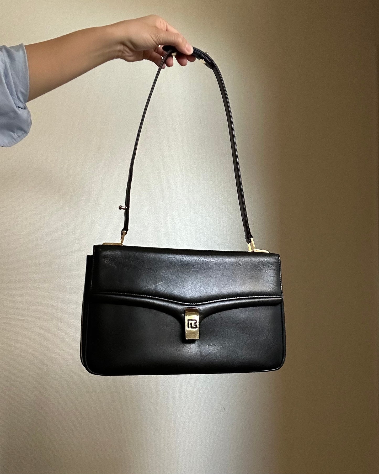 80s Pierre Balmain Black Formal Bag with Coin Purse