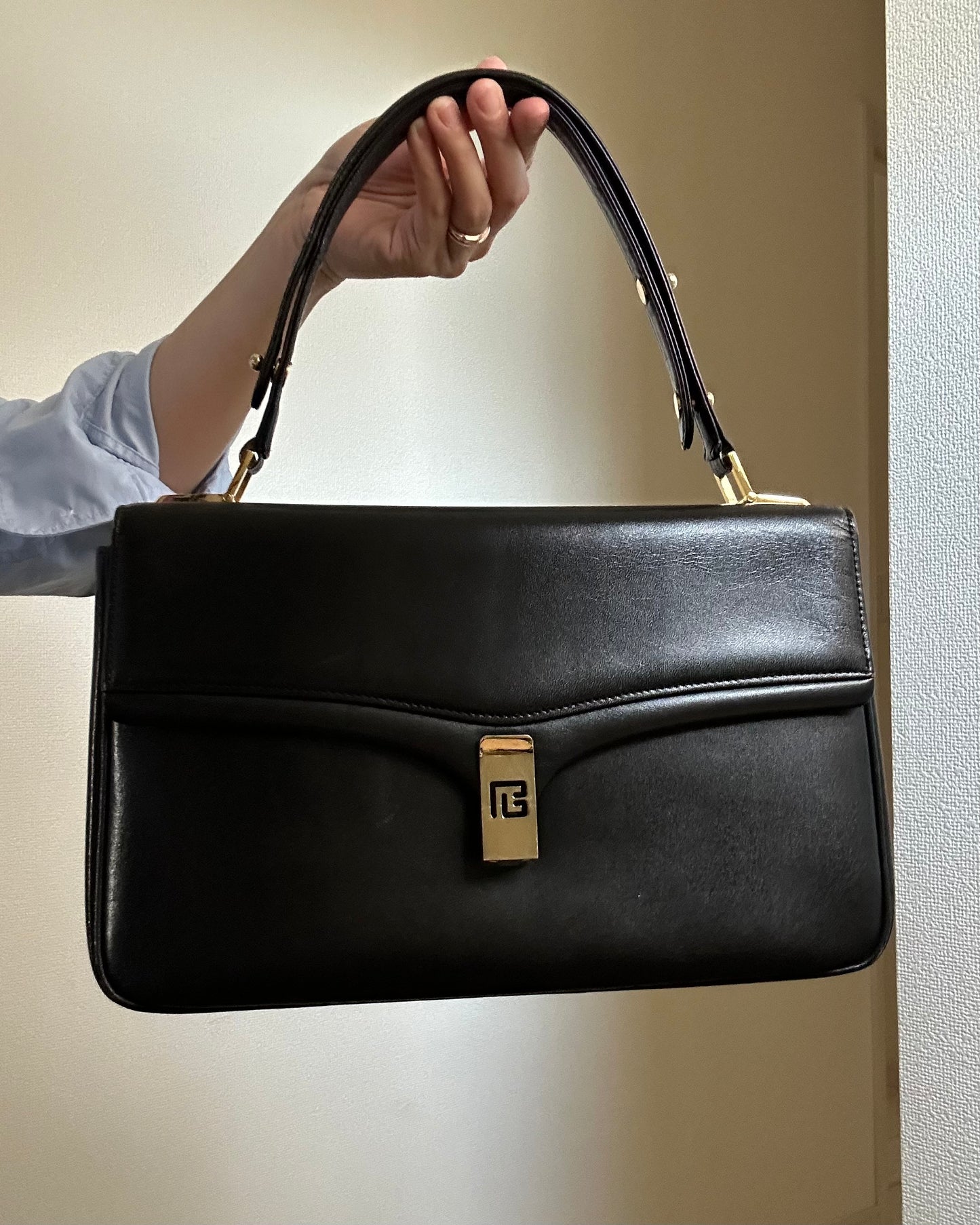 80s Pierre Balmain Black Formal Bag with Coin Purse