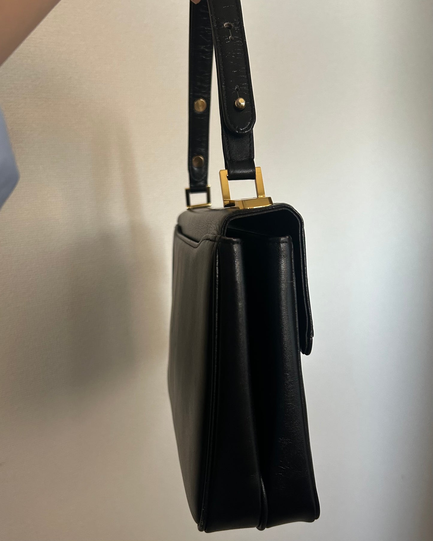 80s Pierre Balmain Black Formal Bag with Coin Purse