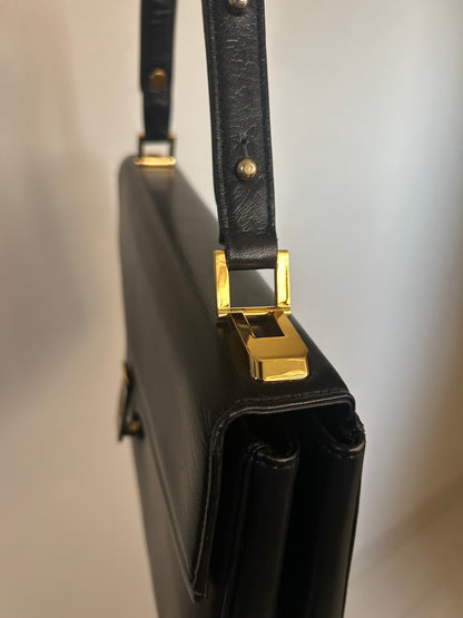 80s Pierre Balmain Black Formal Bag with Coin Purse