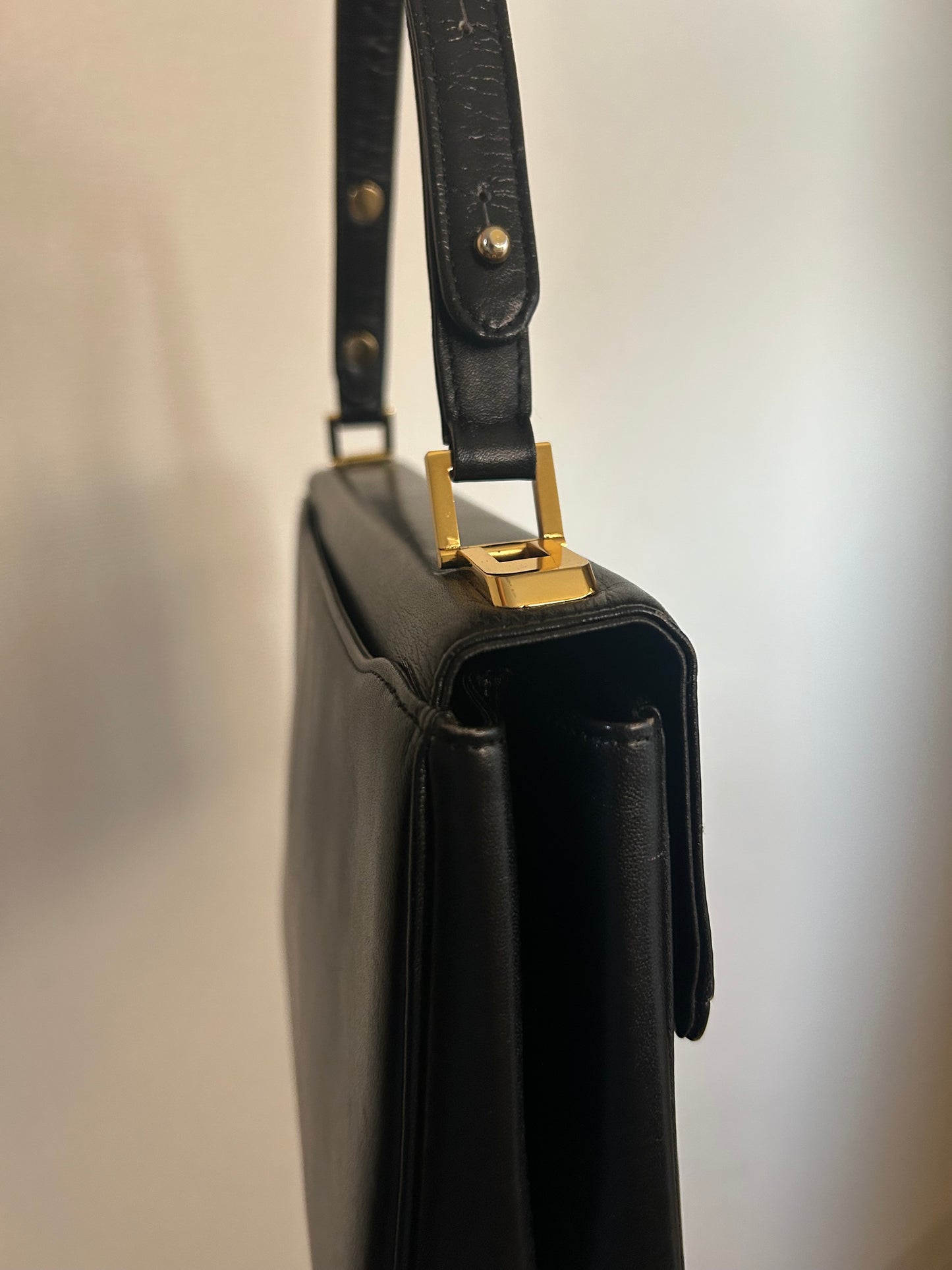 80s Pierre Balmain Black Formal Bag with Coin Purse