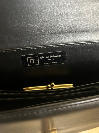 80s Pierre Balmain Black Formal Bag with Coin Purse