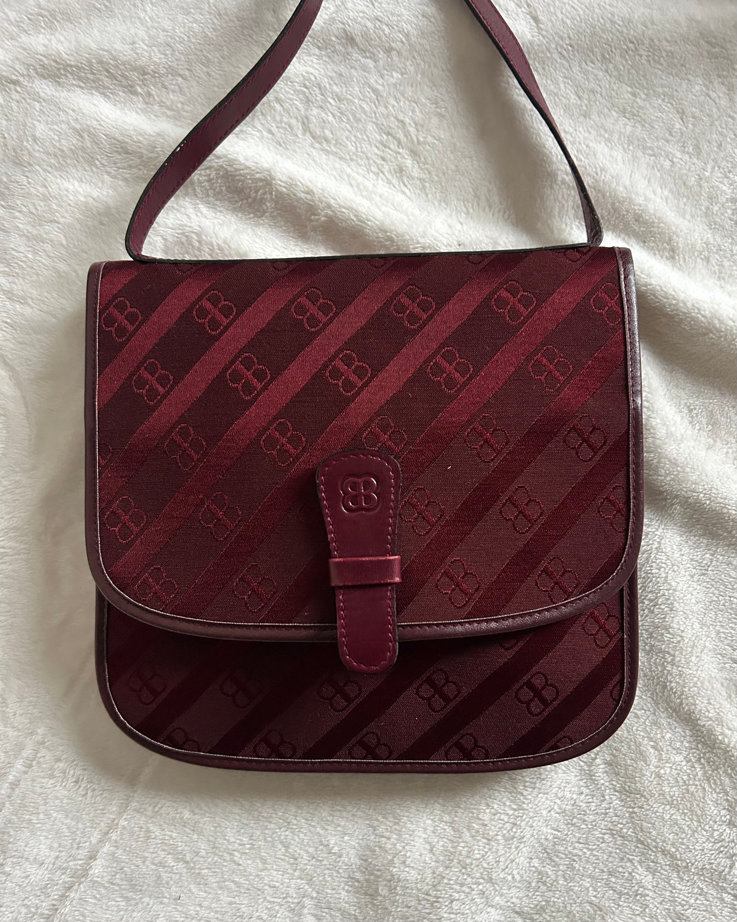 Balenciaga Maroon Monogram Canvas Bag