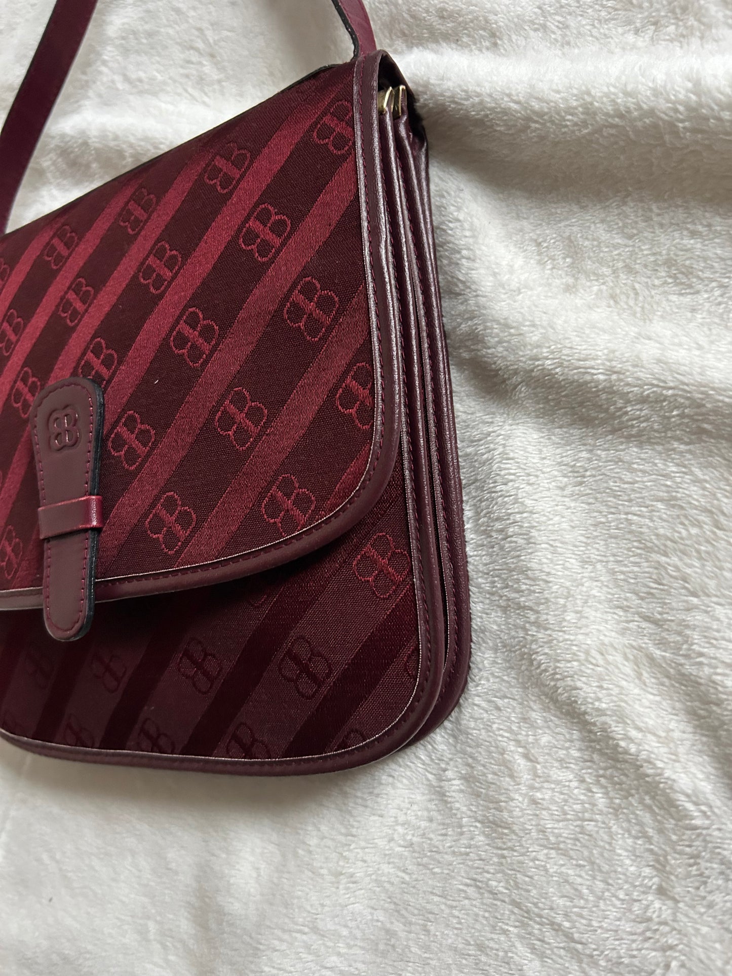 Balenciaga Maroon Monogram Canvas Bag