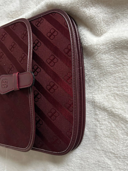 Balenciaga Maroon Monogram Canvas Bag