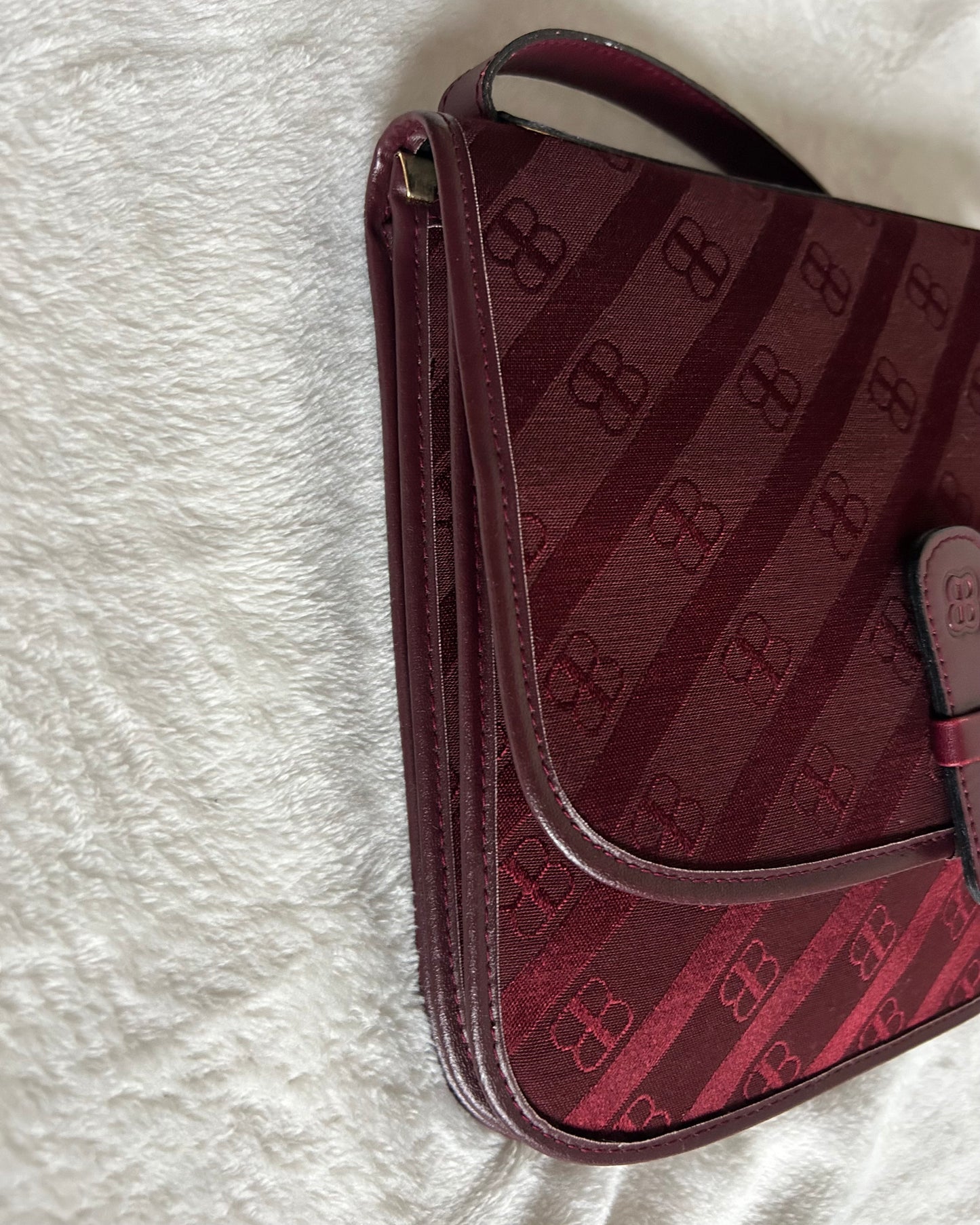 Balenciaga Maroon Monogram Canvas Bag