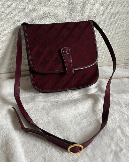 Balenciaga Maroon Monogram Canvas Bag