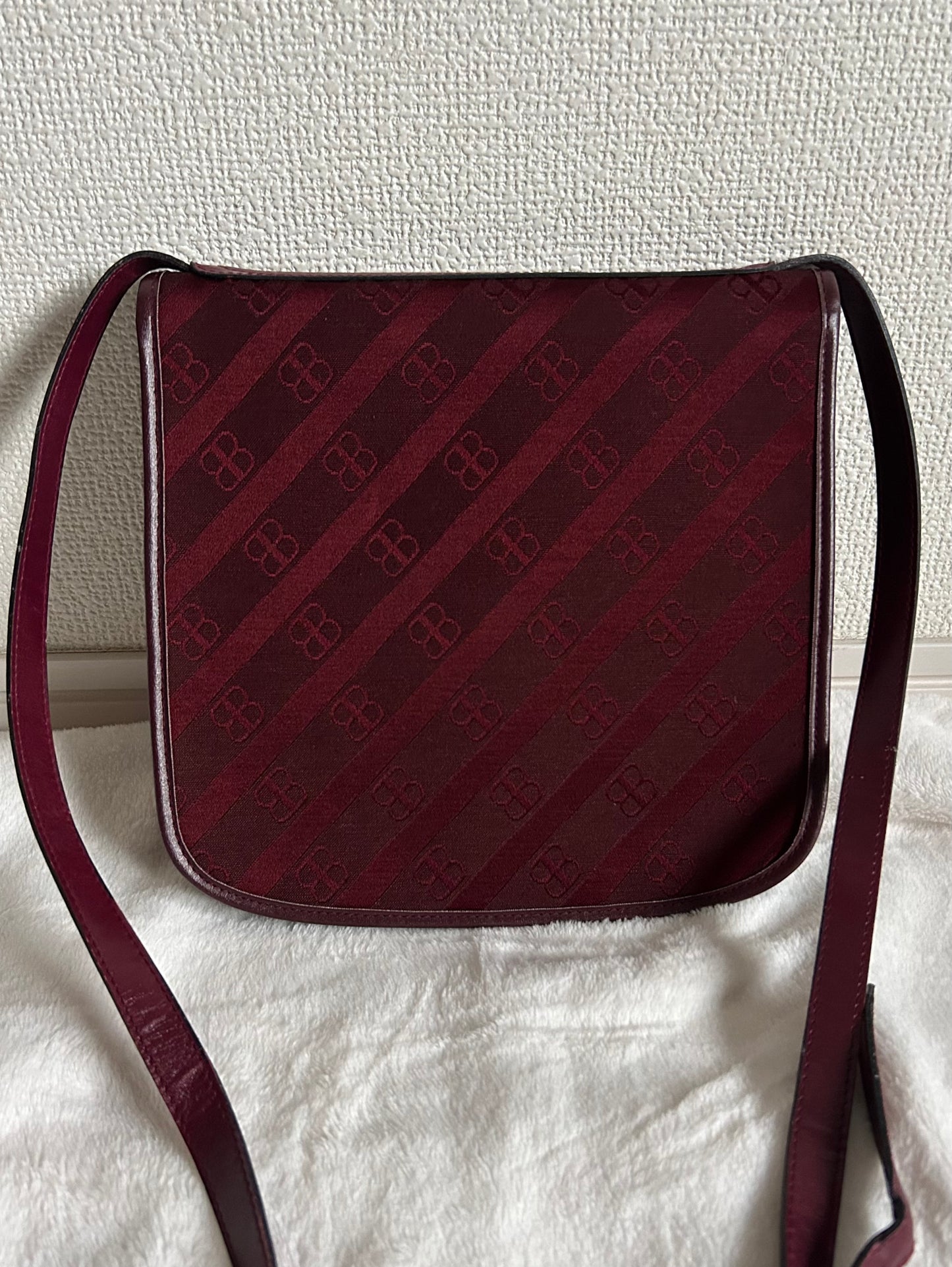 Balenciaga Maroon Monogram Canvas Bag