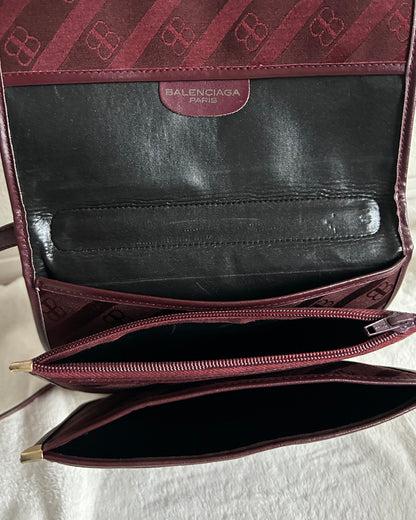 Balenciaga Maroon Monogram Canvas Bag