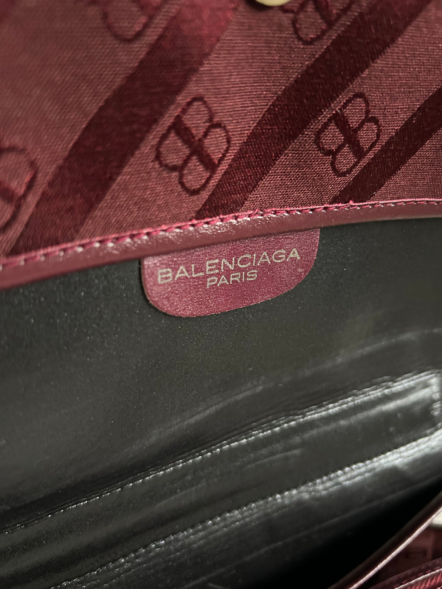 Balenciaga Maroon Monogram Canvas Bag