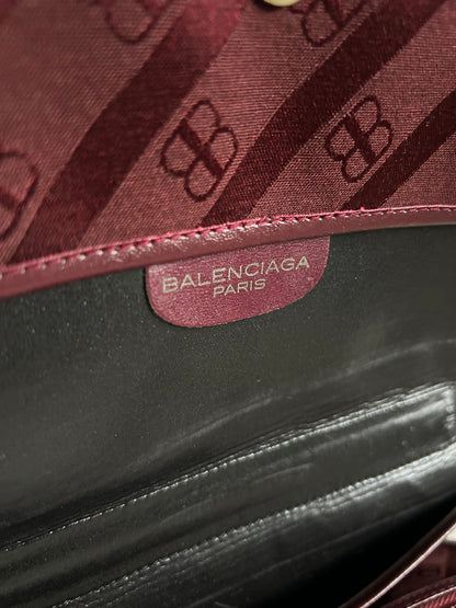 Balenciaga Maroon Monogram Canvas Bag