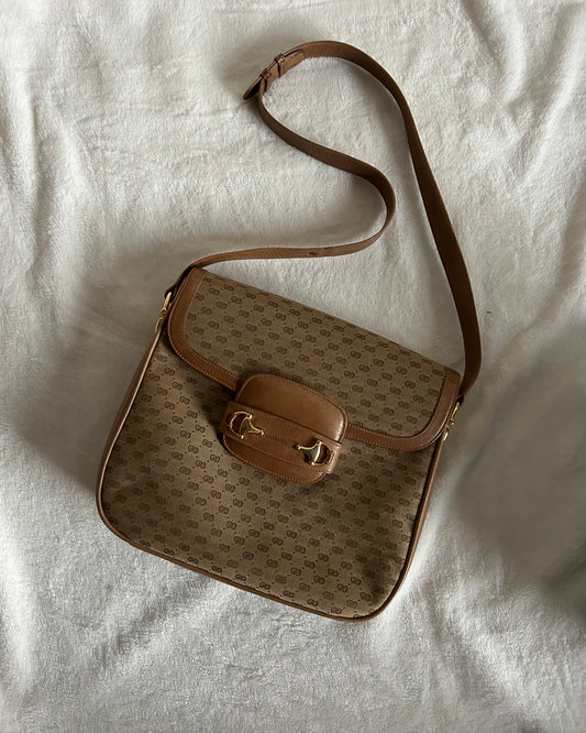 Gucci Horsebit Logo in Monogram Canvas Bag