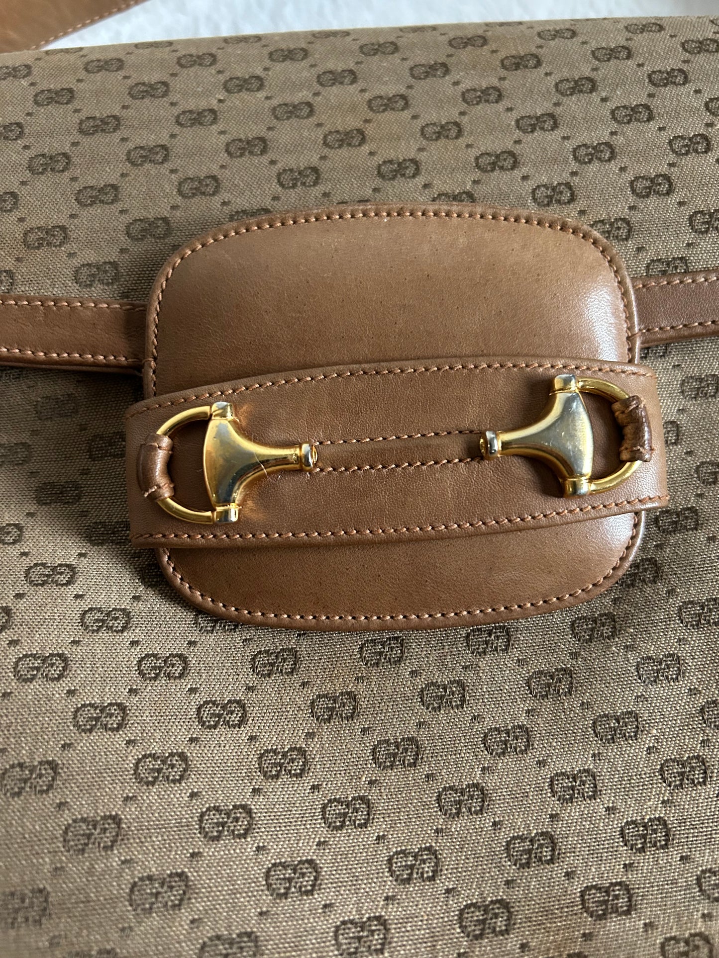 Gucci Horsebit Logo in Monogram Canvas Bag