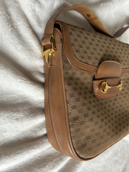 Gucci Horsebit Logo in Monogram Canvas Bag