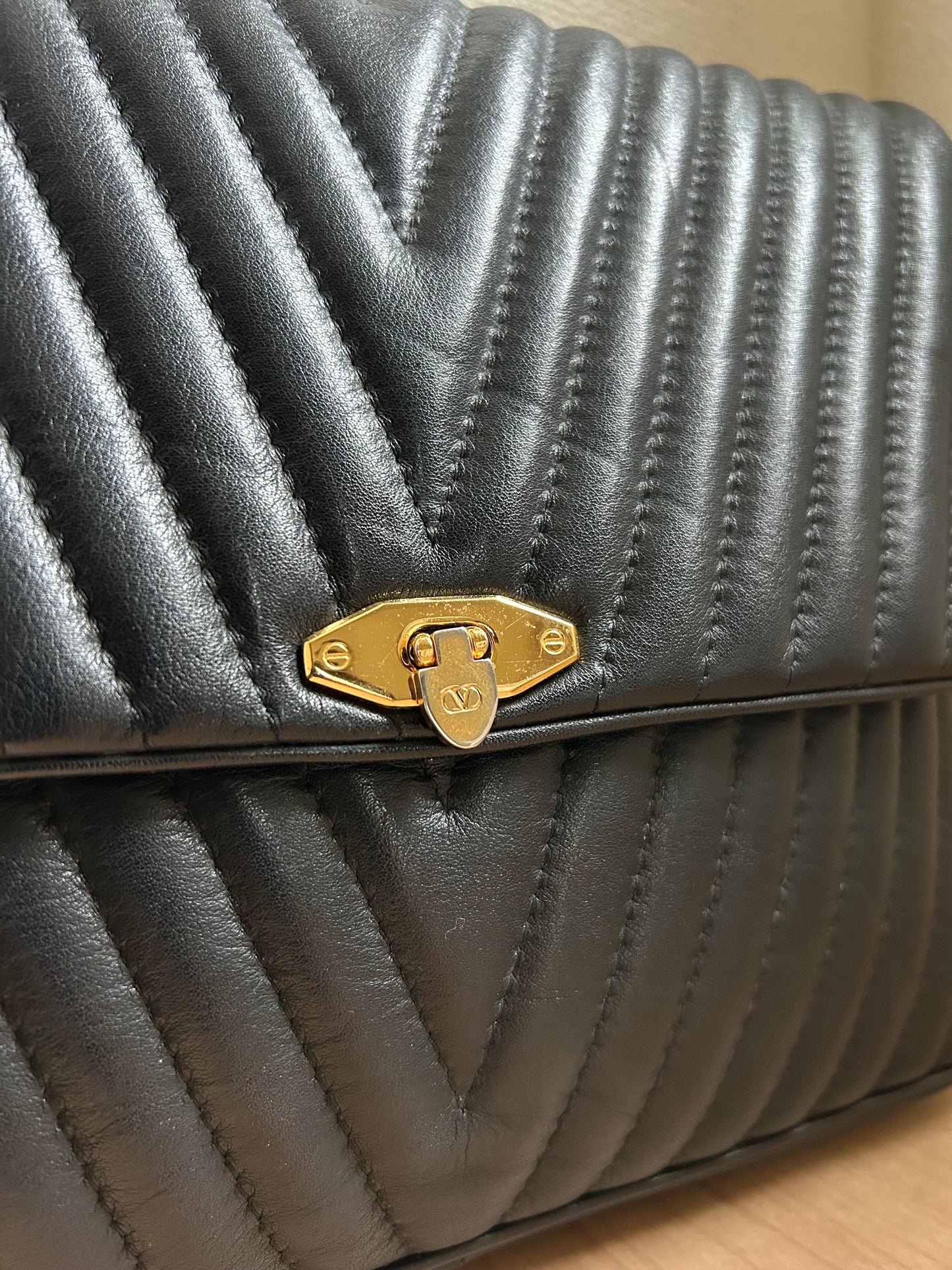 Valentino Garavani Flip Lock Black Quilted Bag