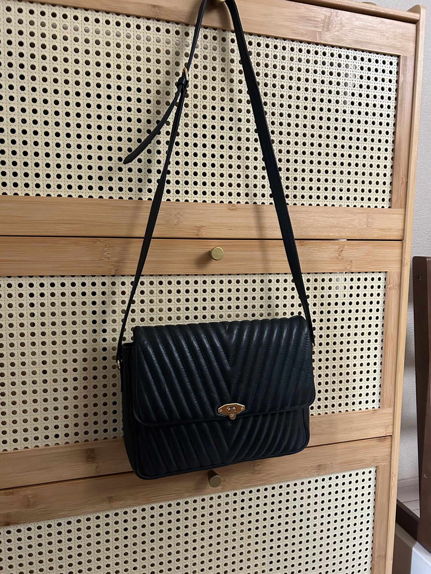 Valentino Garavani Flip Lock Black Quilted Bag