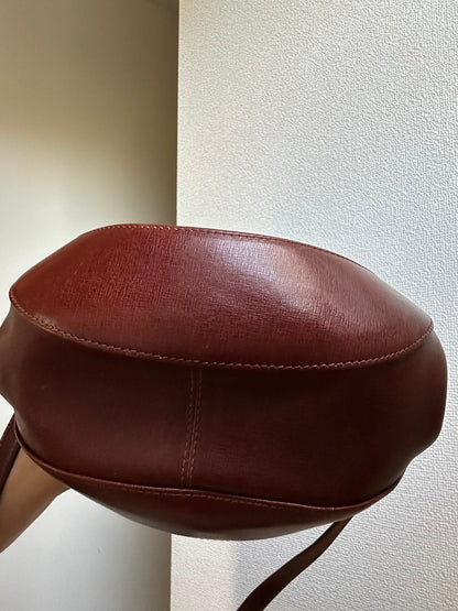Salvatore Ferragamo Burgundy Three-way Round Bag